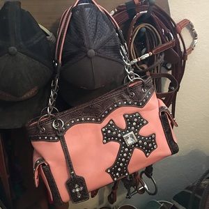 Western Tooled Pink Purse